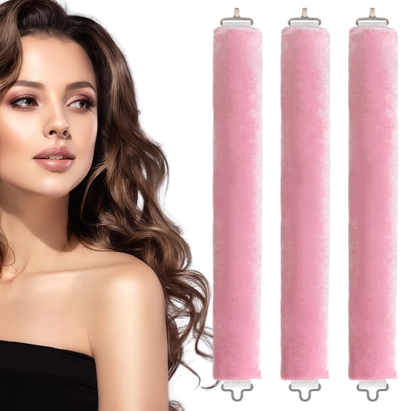 Heatless Curlers 3 Pcs Overnight Blowout Rods Hair Curlers to Sleep, Velvet Hair Rollers for Long Short Hair Volume Women Styling Tools Black