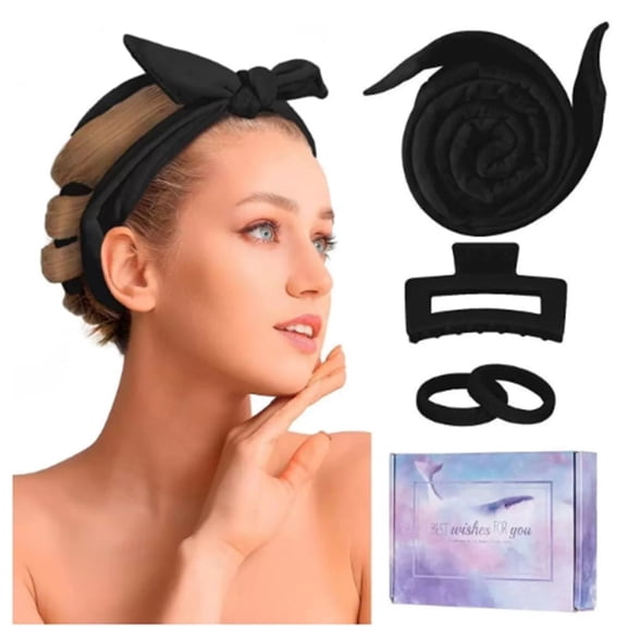 Heatless Curling Rod Headband with Clips, No-Heat Velvet Hair Roller for Overnight Curls, Extra Long 60”