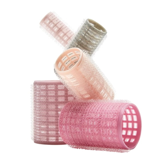 Heatless Curls Hair Roller - 31 Count, Assorted sizes & Colors - Pink, Gray & Purple - Overnight Curl Rollers w/storage case