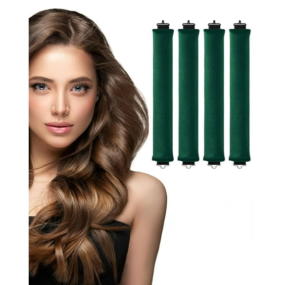 Heatless Curls Overnight Hair Curler - 4 Pcs Curling Rod to Sleep In, Velvet Hair Rollers with Satin Hair Scarf