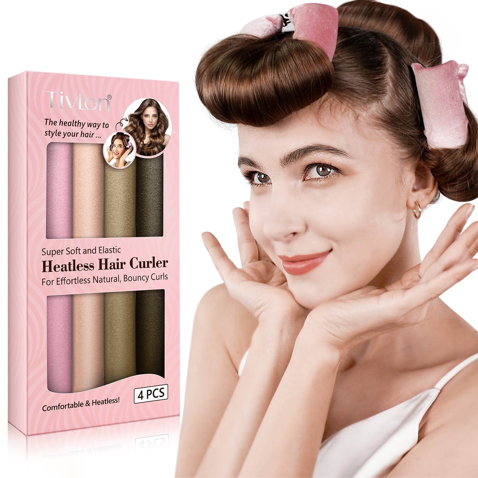 Heatless Curls Overnight Rods Set – 4PCS Flexible Heatless Curling Rods ...