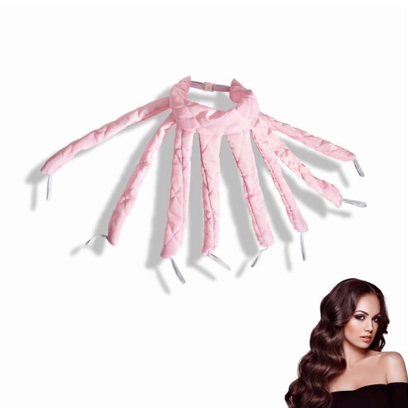 Heatless Hair Curler, 8 Curling Claw Strips, Adjustable Headband, Soft No Heat Overnight Curlers for Long Hair, Lazy Hair Curler, Heatless Curls for Women Curls Wave (Pink)