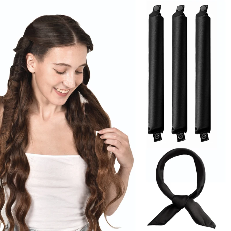 Heatless Hair Curler Curling Rod Headband No Heat Hair Rollers Satin ...