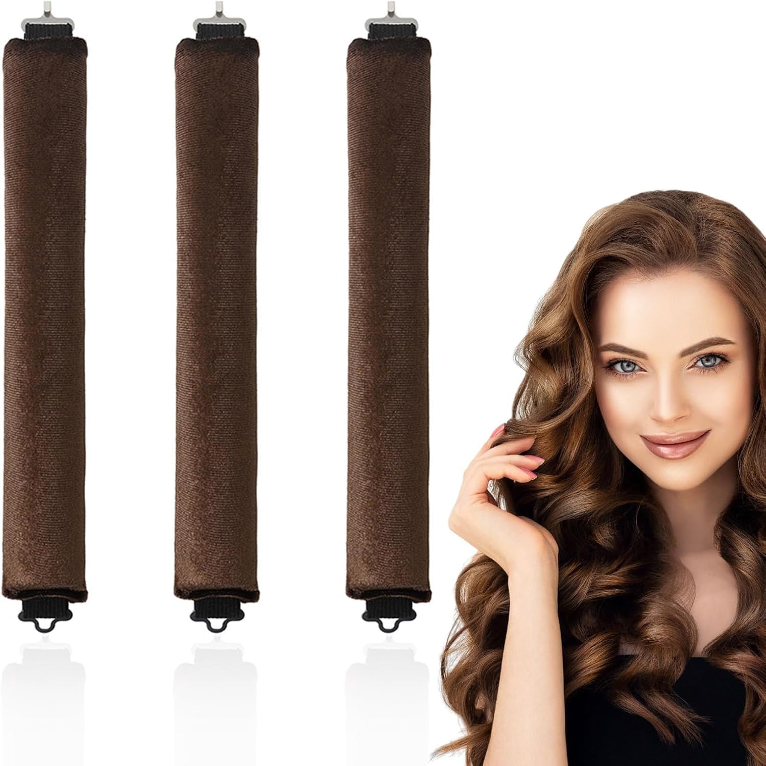 Heatless Hair Curler Flexible Curling Rod with Hook Satin Rollers for ...