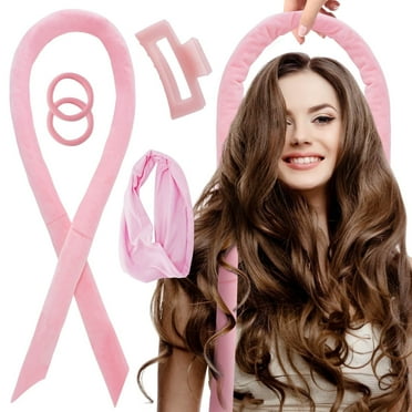 Heatless Hair Curler - Heatless Curls Overnight with Headband, And Silk Hair Wrap for Creating The Perfect Hairstyle - Pink