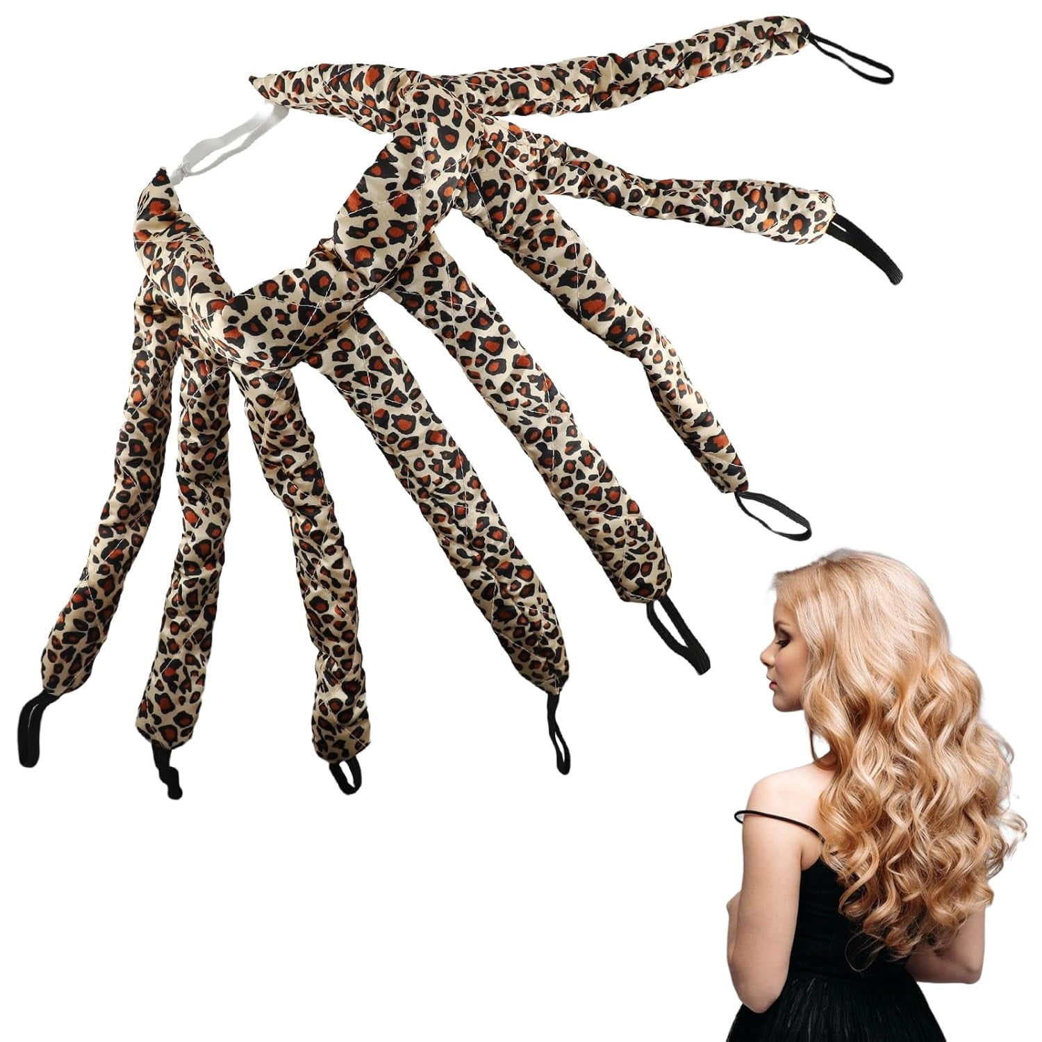 Heatless Curls Lockenwickler-Stirnband (Leopard-Print) – Locken Ohne Hitze, Schonend Fürs Haar, über Nacht Tragen