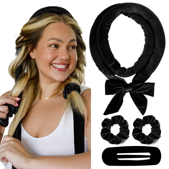 Heatless Hair Curler, No Heat Hair Curlers to Sleep in, Overnight Satin Heatless Curling Set with Hair Scrunchies Clip, for All Hair Types