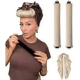 thumbnail image 1 of Heatless Hair Curler Overnight Curls Blowout Rods Headband No Heat Curlers to Sleep in Large Rods Hair Rollers Blowout Look for Short Hair Styling Tools Silk Hair Wrap Curling Set Khaki, 1 of 6