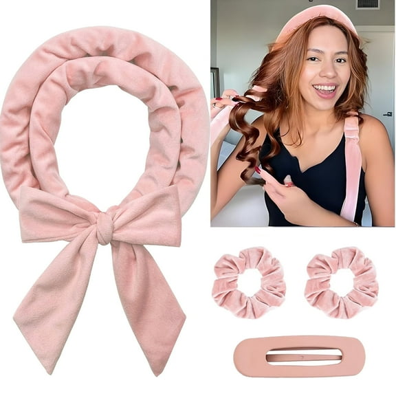  jQMUHLC Heatless Hair Curler Set Heatless Curls Overnight,Velvet Heatless Curling Headband with Scrunchies for All Hair Type Overnight