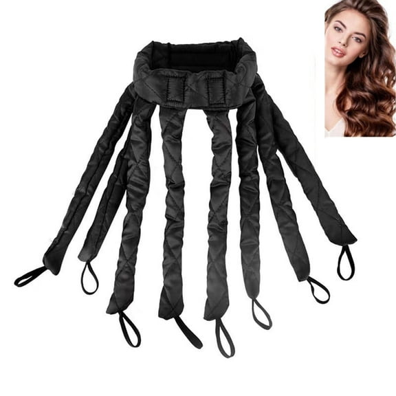 Heatless Hair Curler Upgraded Removable Curling Claw Strips, Adjustable Headband, Lazy Hair Curler, Heatless Curls for Women, You can Hair Curlers to Sleep in Soft Satin No Heat Hair Rollers (Black)