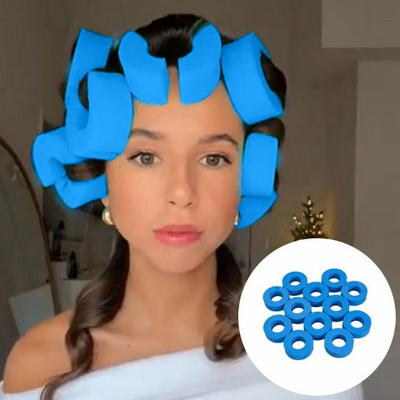 Heatless Hair Curlers - 12 PCS Sponge C-Shape Curlers, Reusable Foam Rollers for Long Hair, Soft Non-Damaging, Hair Styling, Voluptuous Curls, Easy Sleep Curlers, Salon and Home Us Makeup Organizers