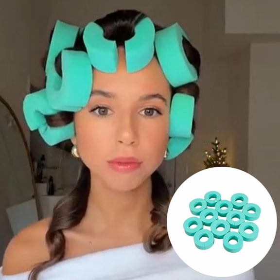 Heatless Hair Curlers - 12 PCS Sponge C-Shape Curlers, Reusable Foam Rollers for Long Hair, Soft Non-Damaging, Hair Styling, Voluptuous Curls, Easy Sleep Curlers, Salon and Home Us Makeup Organizers
