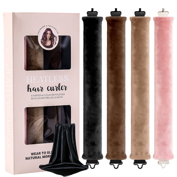 Heatless Hair Curler, 4 Pcs Multicolor Beautifully Boxed Hair Curlers to Sleep in for Effortless and Heatless Curls Overnight, Comfortable and Soft, Achieve Bouncy Stunning Waves for Healthy Styling