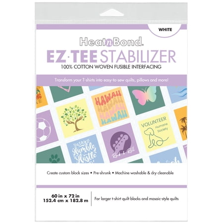 Heatnbond EZ TEE Cotton Woven Fusible TShirt Quilt Interfacing Stabilizer 60 in x 72 in, White