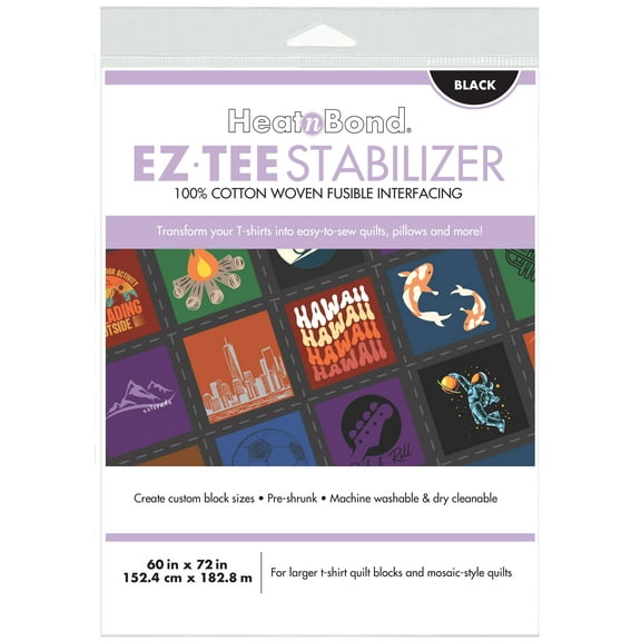 Heatnbond Ez Tee Stabilizer Fusible Woven, 60" X 72'', Fabric Interfacing, Black, Precut