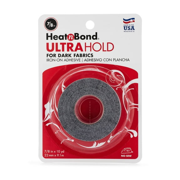 Heatnbond Ultrahold Iron-On Adhesive Tape, 7/8 inch x 10 yd Roll, Black