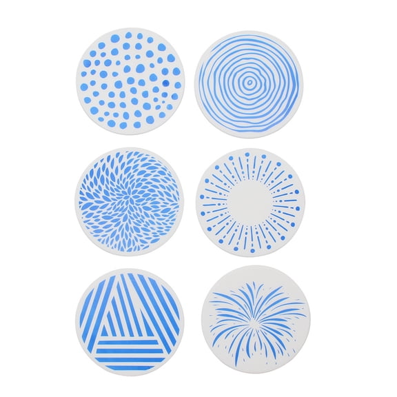 Heatproof Silicone Coasters 9.6cm Round Printed Pattern Cup Mat Heat Insulated Drink Pad for Home Use Table Protectors