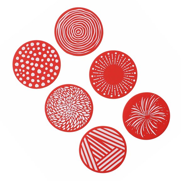Heatproof Silicone Coasters 9.6cm Round Printed Pattern Cup Mat Heat Insulated Drink Pad for Home Use Table Protectors