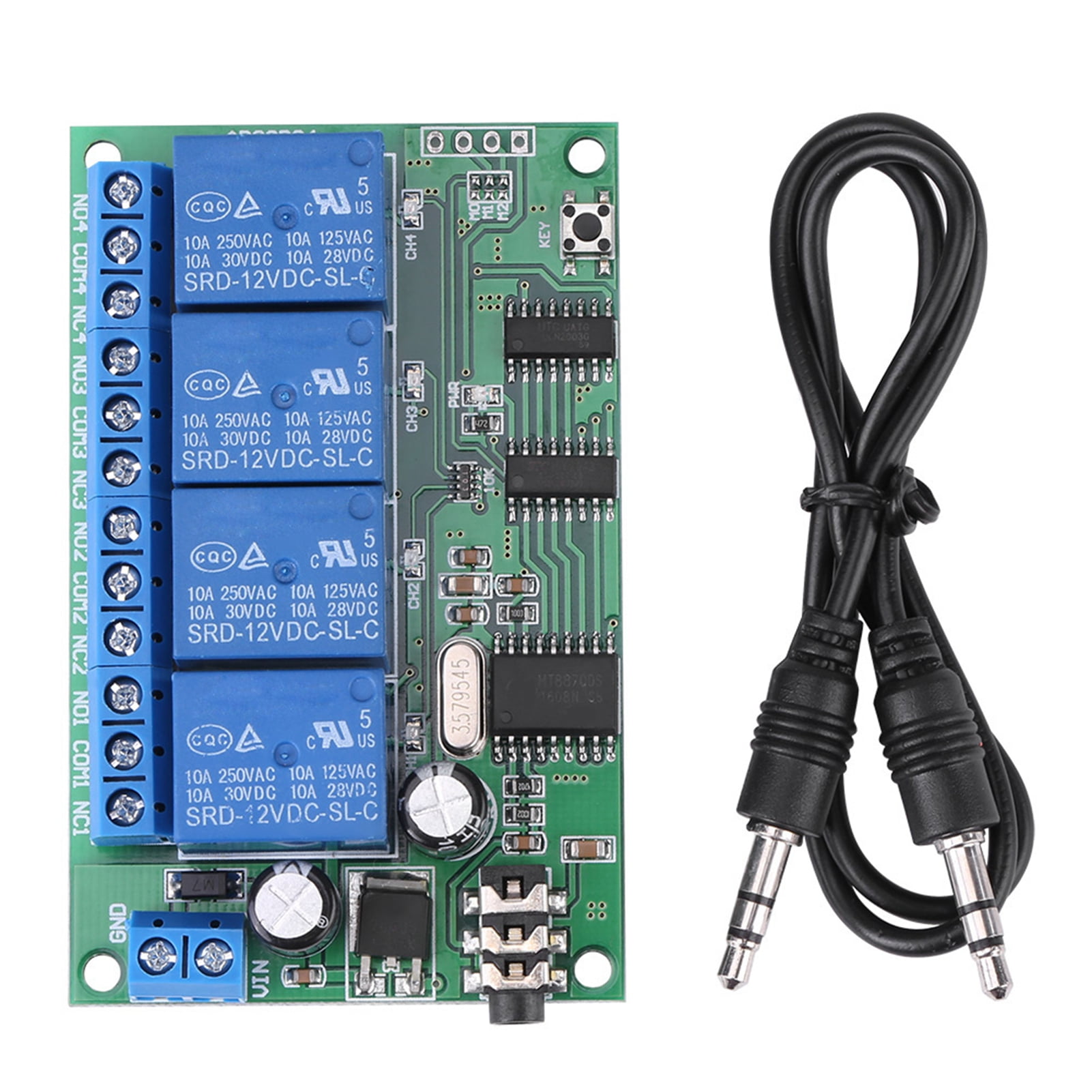 Heaveant Rel decodificador de seal, AD22B04 12V 4 Canales DTMF Rel decodificador de seal de Tono Telfono Control Remoto PLC