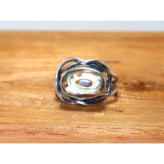 Heaven Crafts 925 Solid Sterling Silver Abalone Shell Ring Beautiful Ring For Bridesmaid Gift Handmade Statement Jewelry Gift Item