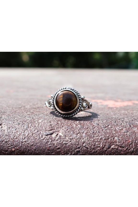 925 Solid Sterling Silver Tiger Eye Ring Boho Gypsy Ring Chunky Style Gift For Her & Him