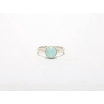 Heaven Crafts 925 Sterling Silver Aqua Chalcedony Ring Round Shape Gemstone Minimalist Design Ring For Women