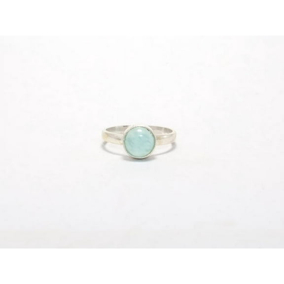 Heaven Crafts 925 Sterling Silver Aqua Chalcedony Ring Round Shape Gemstone Minimalist Design Ring For Women