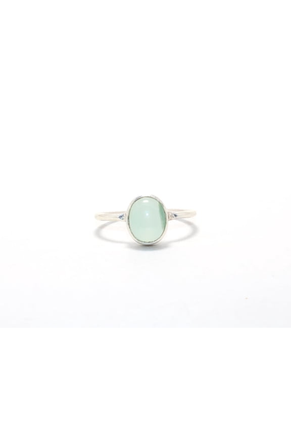 925 Sterling Silver Aqua Chalcedony Ring Women Jewelry Birthday Gift For Her Handmade