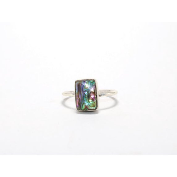 Heaven Crafts 925 Sterling Silver Cushion Shape Abalone Shell Ring For Women Bohemian Jewelry