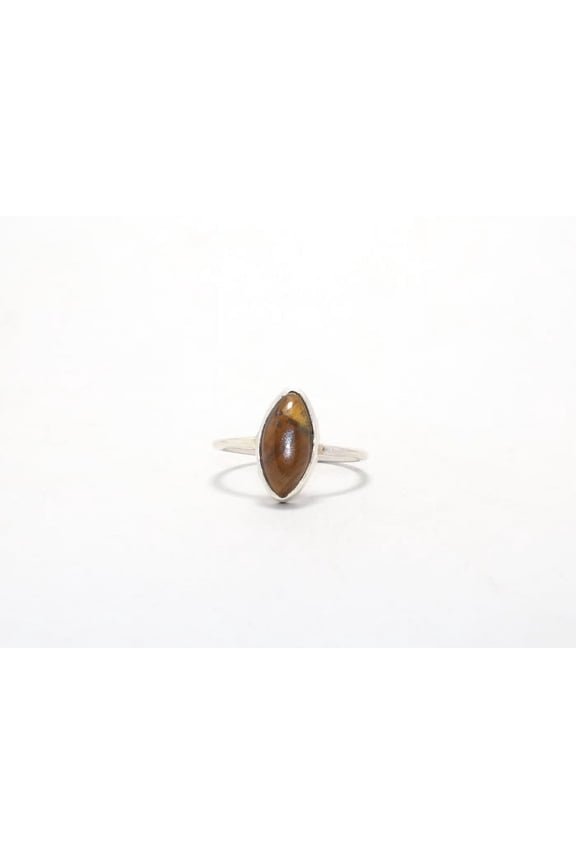 925 Sterling Silver Genuine Tiger Eye Ring Marquise Shape Gemstone Boho Minimalist Jewelry Gift For Her Handmade