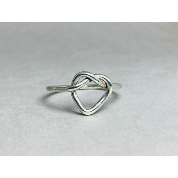 Heaven Crafts 925 Sterling Silver Heart Knot Ring Dainty Promise Infinity Ring For Lover