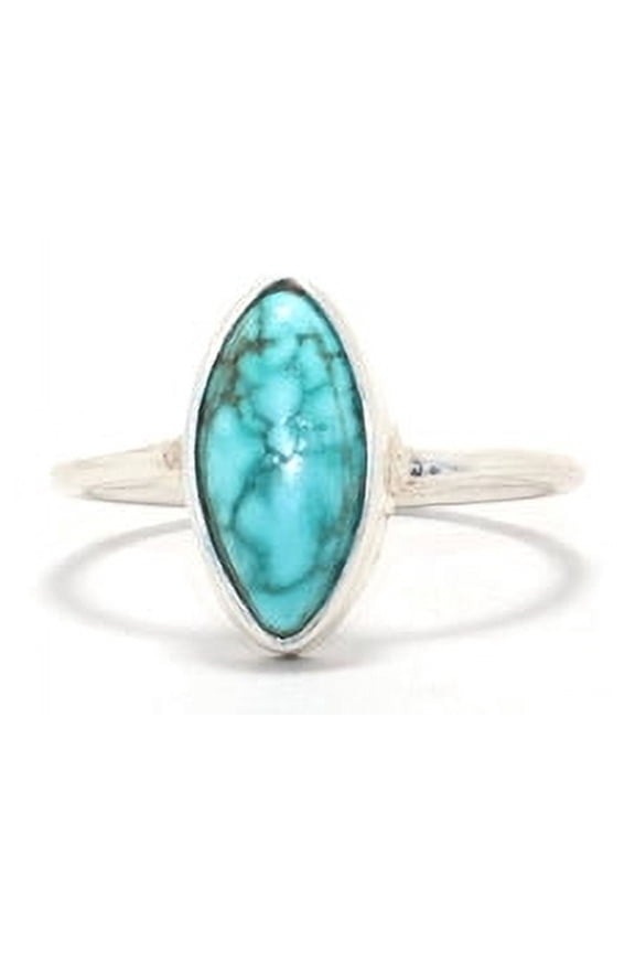 925 Sterling Silver Marquise Blue Turquoise Ring Cocktail Ring Perfect Gift For Her Handmade Stackable Ring
