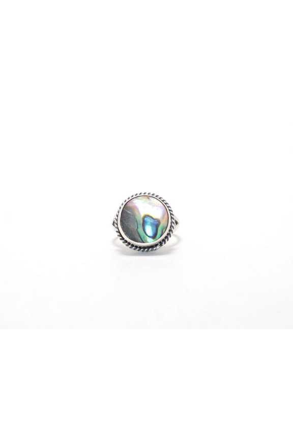 925 Sterling Silver Natural Abalone Shell Ring Handmade Jewelry Gift For Her