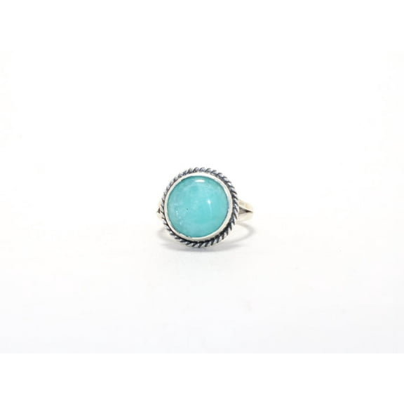 Heaven Crafts 925 Sterling Silver Natural Amazonite Ring Bohemian Minimalist Jewelry Handcrafted Gift Item