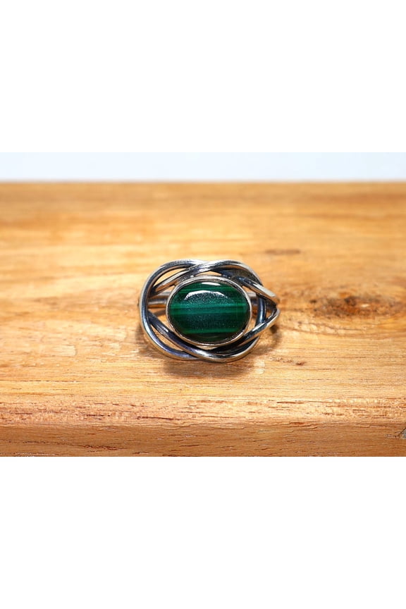 925 Sterling Silver Natural Malachite Ring Oval Gemstone Birthstone Ring Handmade Jewelry Boho Gift For Her
