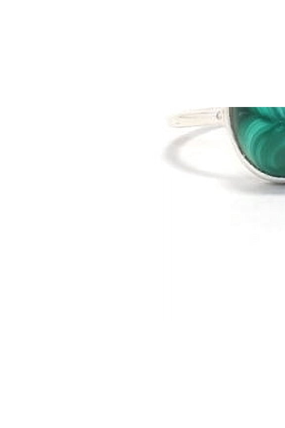 925 Sterling Silver Oval Malachite Ring Designer Birthstone Promise Ring For Her