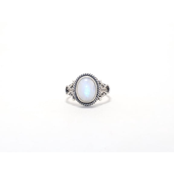 Heaven Crafts 925 Sterling Silver Oval Rainbow Moonstone Ring Handmade Boho Minimalist Jewelry Birthday Gift For Her