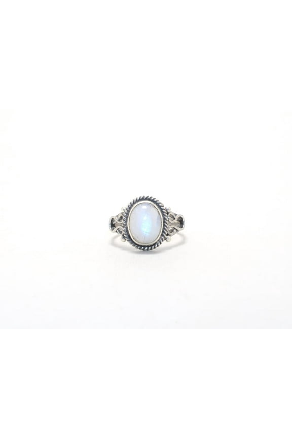 925 Sterling Silver Oval Rainbow Moonstone Ring Handmade Boho Minimalist Jewelry Birthday Gift For Her