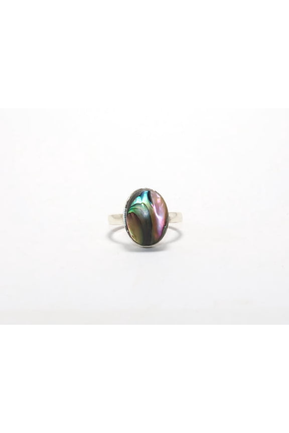 925 Sterling Silver Oval Shape Abalone Shell Ring Boho Minimalist Jewelry Ring For Women Gift item