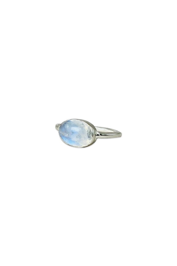 925 Sterling Silver Rainbow Moonstone June Birthstone Handmade Ring For Women