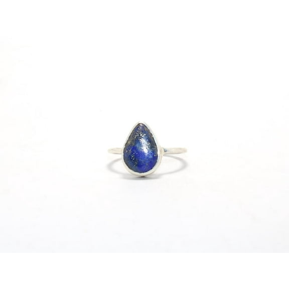 Heaven Crafts 925 Sterling Silver Teardrop Lapis Lazuli Ring Blue Gemstone Bridesmaid Gift Promise Ring