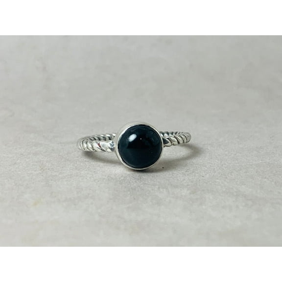 Heaven Crafts Black Onyx Ring 925 Sterling Silver Round Gemstone Stackable Ring For Everyone