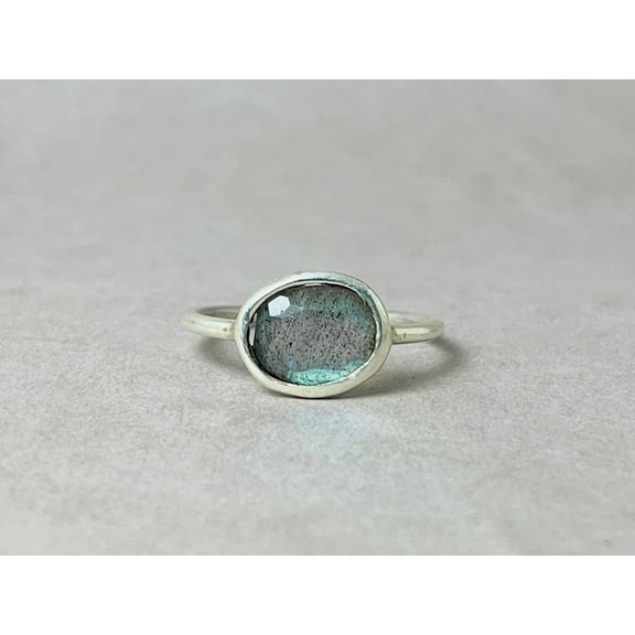 Heaven Crafts Cut Labradorite Ring 925 Sterling Silver Handmade Boho Stackable Ring For Women