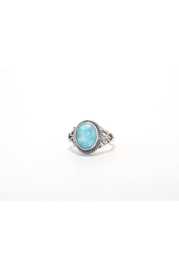 Designer Oval Larimar Ring 925 Sterling Silver Dainty Minimalist Jewelry Mother Day Gift