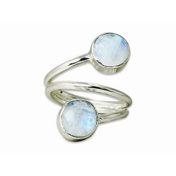 Heaven Crafts Double Moonstone Ring 925 Sterling Silver Adjustable Handmade Gift For Girlfriend