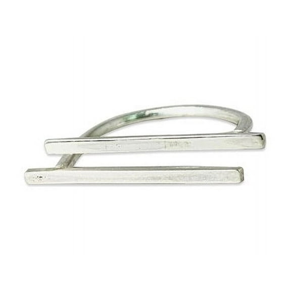Heaven Crafts Double Parallel Bar Ring 925 Sterling Silver Handmade Statement Ring Gift For Her
