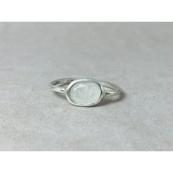 Heaven Crafts Faceted Oval Cut Rainbow Moonstone Ring Sterling Silver 925 Boho Design Gift For Her