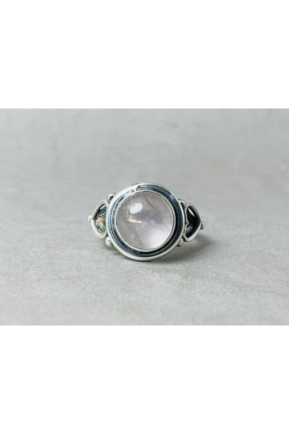 Genuine Rose Quartz Ring 925 Sterling Silver Quartz Jewelry Ring For Women