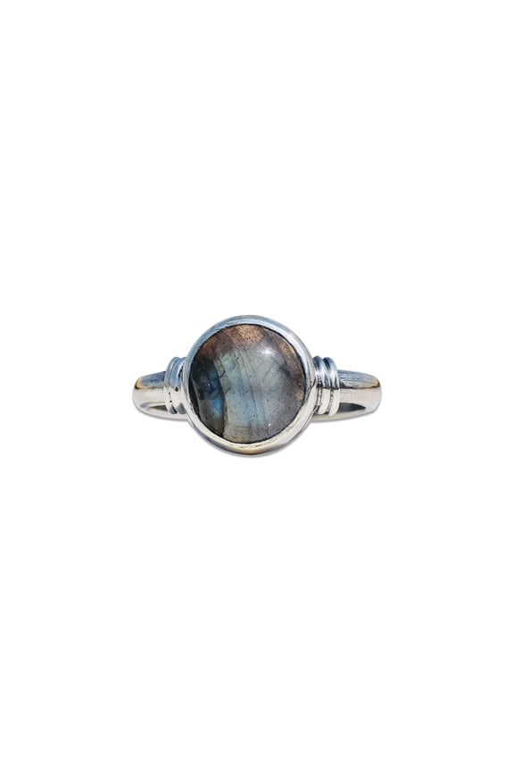 Genuine Round Labradorite Ring 925 Sterling Silver Boho Stackable Ring For Women Gift Item