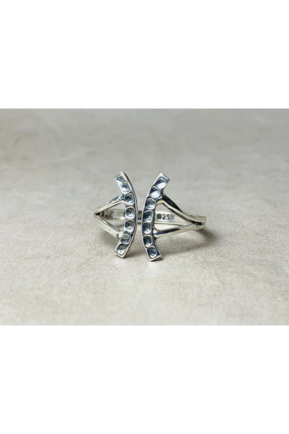 Hammered Bar Ring 925 Sterling Silver Boho Adjustable Ring For Women